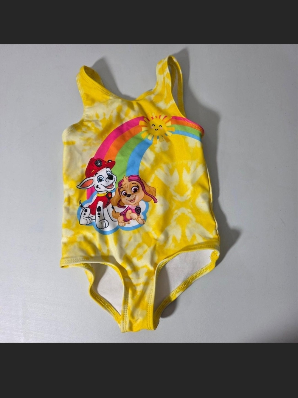 Nickelodeon Yellow Tie-Dye Paw Patrol Rainbow One-Piece Swimsuit